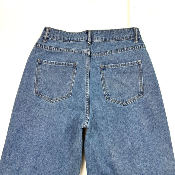 Shein Wide Leg Distressed Women's size 6 Medium Blue Denim Jeans - Picture 3 of 3
